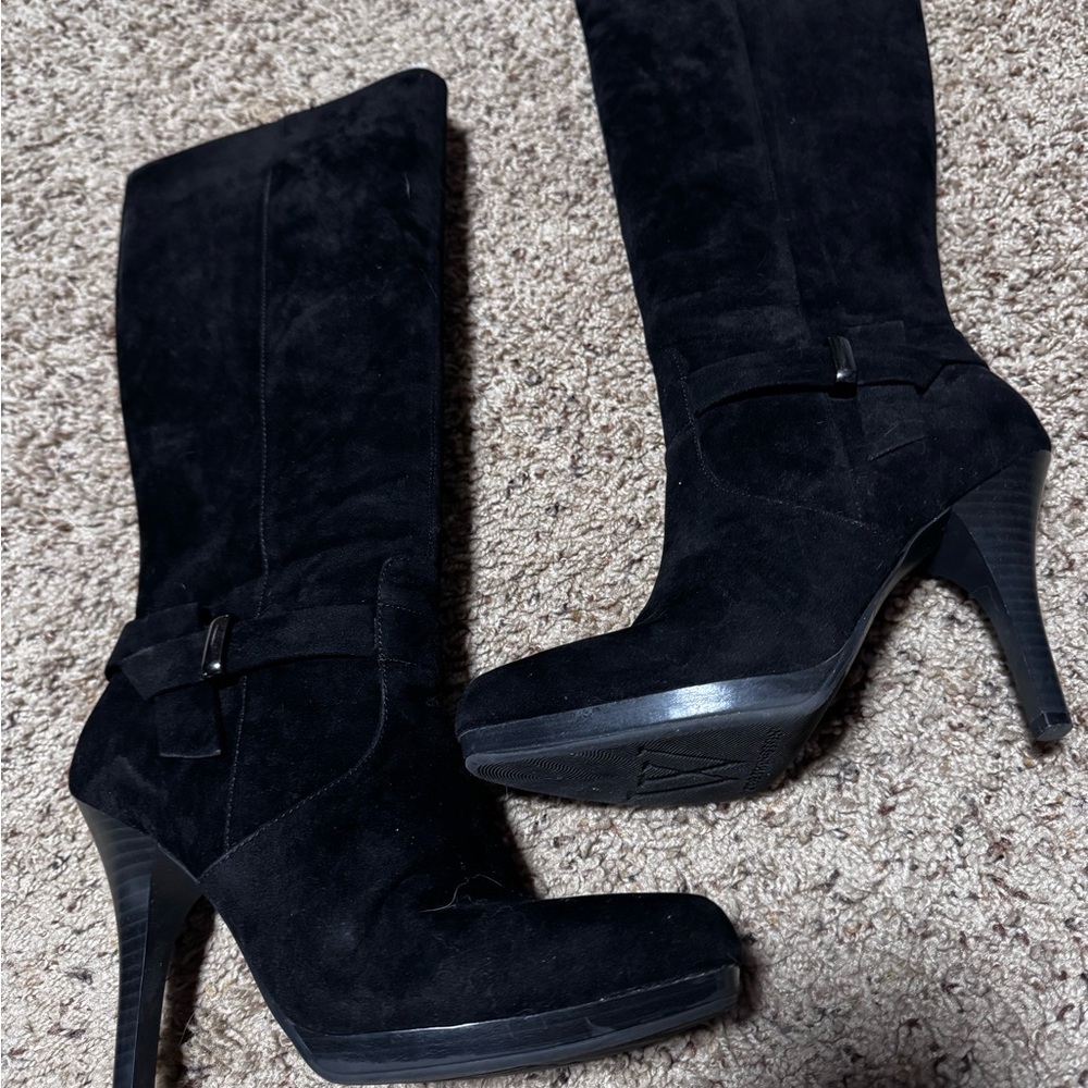 Worthington Black Suede Heeled Boots